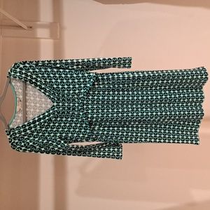 Boden Retro Patterned 3/4 Sleeve Dress Size 6P Stretch Fabric